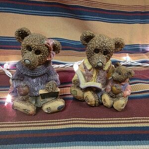 Whimsical Bear Family Figurine Set - Brown and Tan